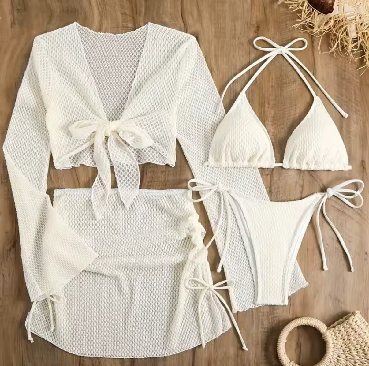 PlayaMood - Blanc Neige Maillot de bain set 4 en 1