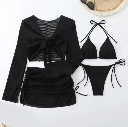 PlayaMood - Noir Panthère Maillot de bain set 4 en 1