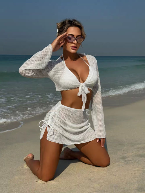 PlayaMood - Blanc Neige Maillot de bain set 4 en 1