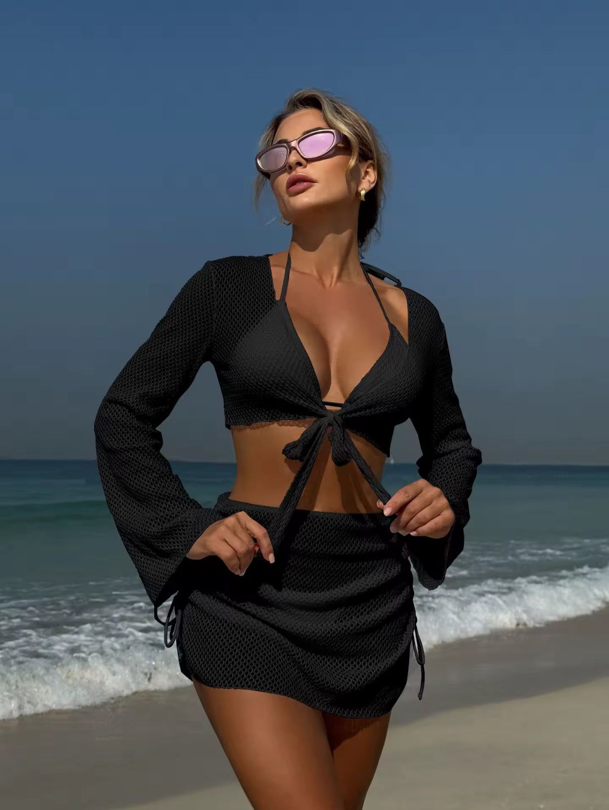 PlayaMood - Noir Panthère Maillot de bain set 4 en 1