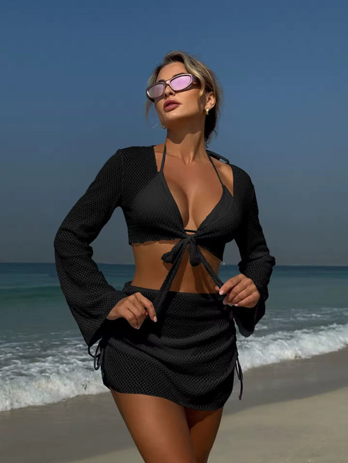 PlayaMood - Noir Panthère Maillot de bain set 4 en 1